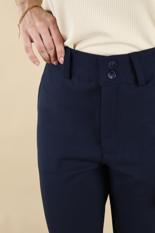 Pantalón Vestir Mujer Azul Marino Casual Elegante Moda Juvenil